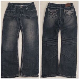 Meztizos blue gray black embellished straight jeans 16